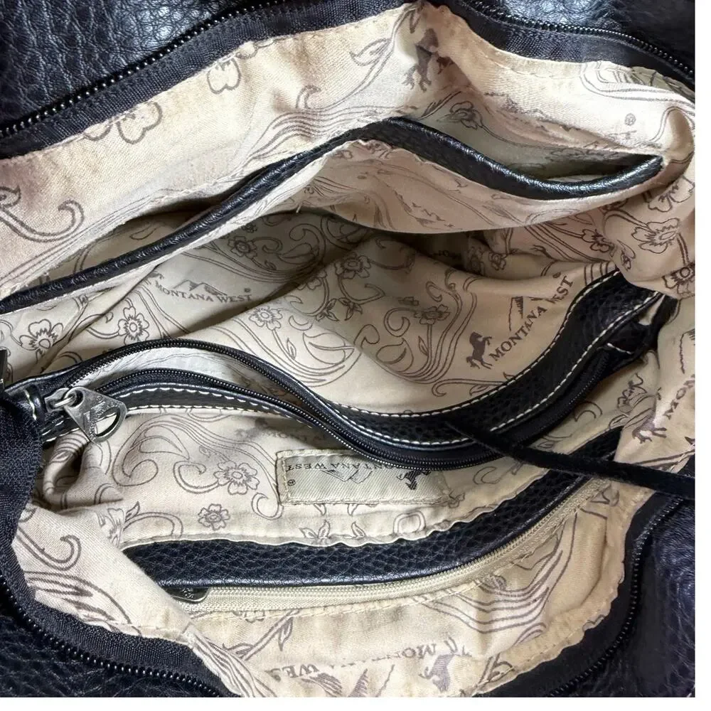 Montana West Women's Black Western Cowgirl Tote Bag Pebbled Leather Fashion